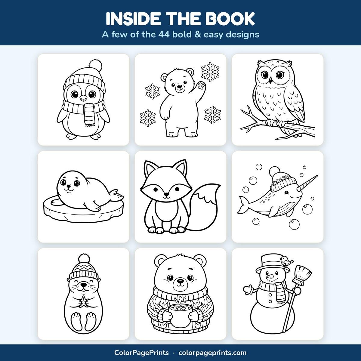 Cute & Snowy Winter Coloring Book — look inside 2