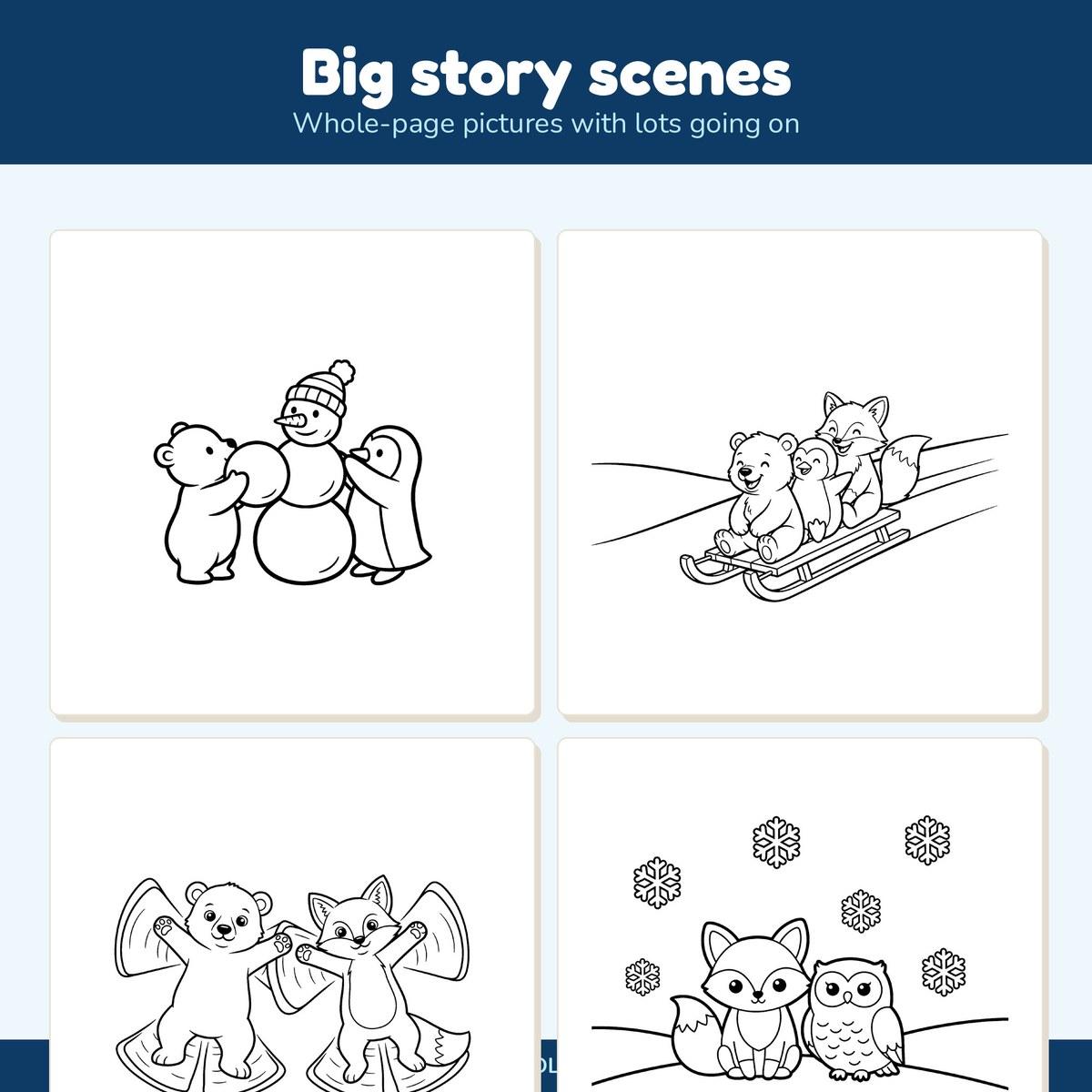 Cute & Snowy Winter Coloring Book — look inside 3