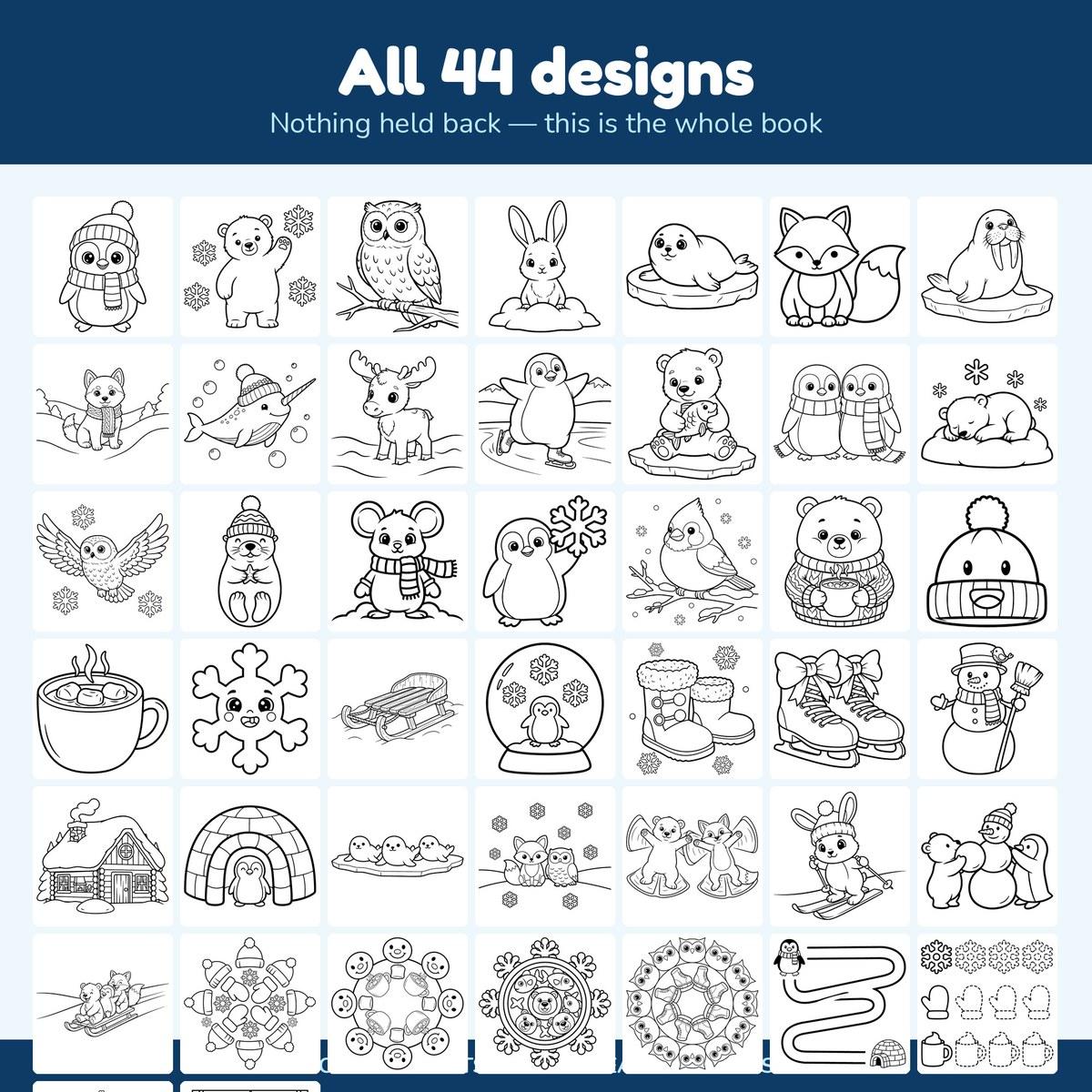 Cute & Snowy Winter Coloring Book — look inside 1