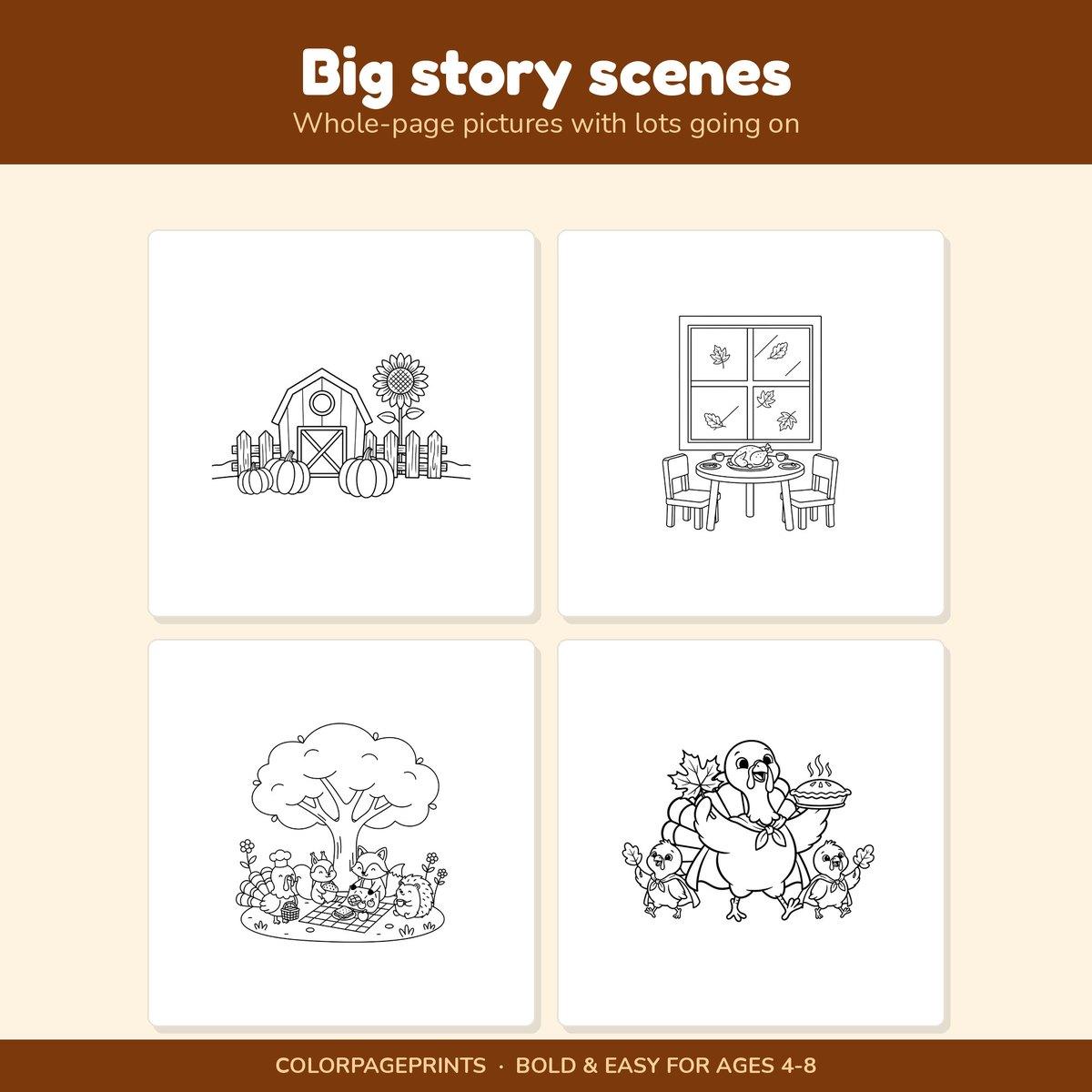 Cute & Thankful Thanksgiving Coloring Book — look inside 3