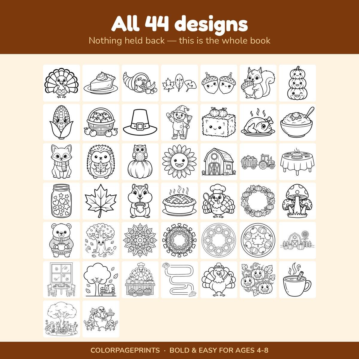 Cute & Thankful Thanksgiving Coloring Book — look inside 1