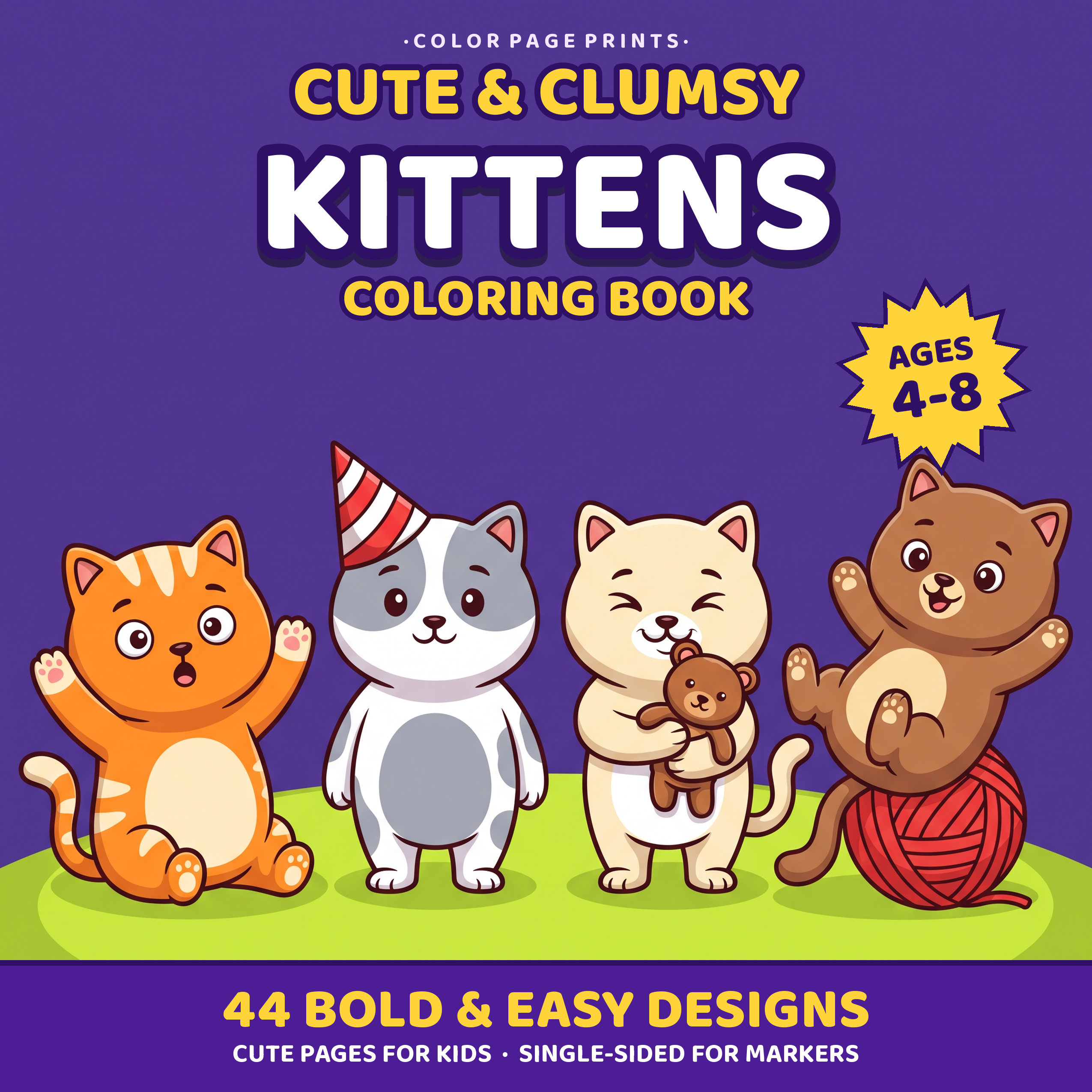 Cute & Clumsy Kittens Coloring Book cover preview