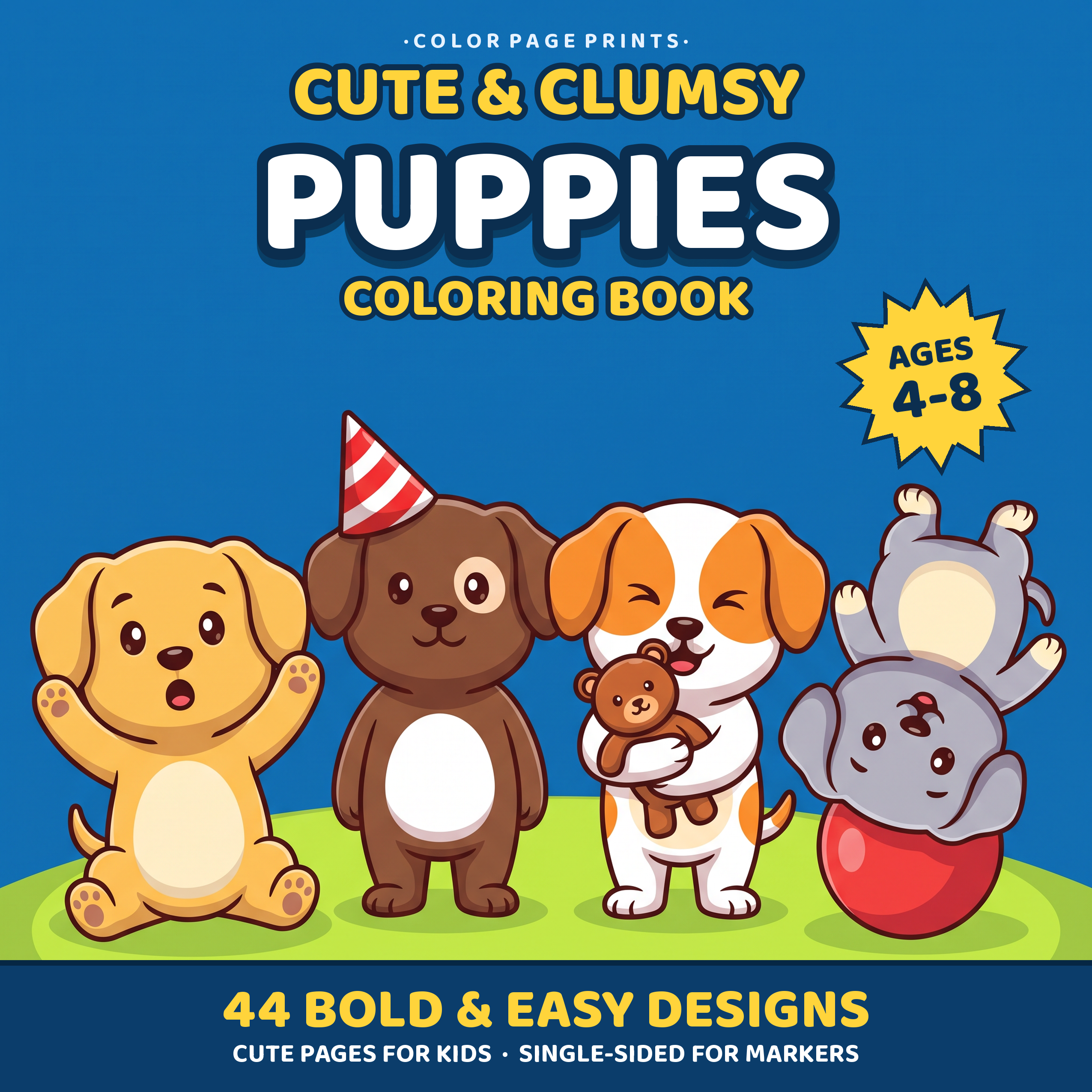 Cute & Clumsy Puppies Coloring Book cover preview
