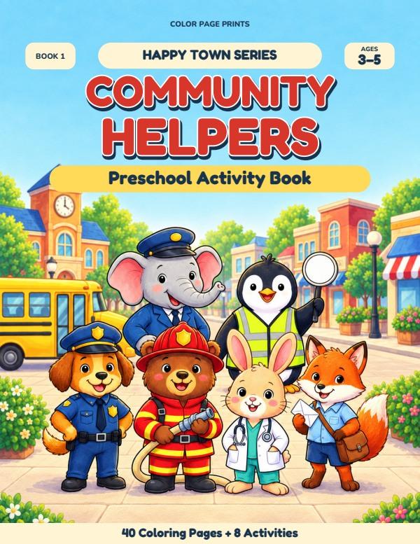 Happy Town: Community Helpers color cover