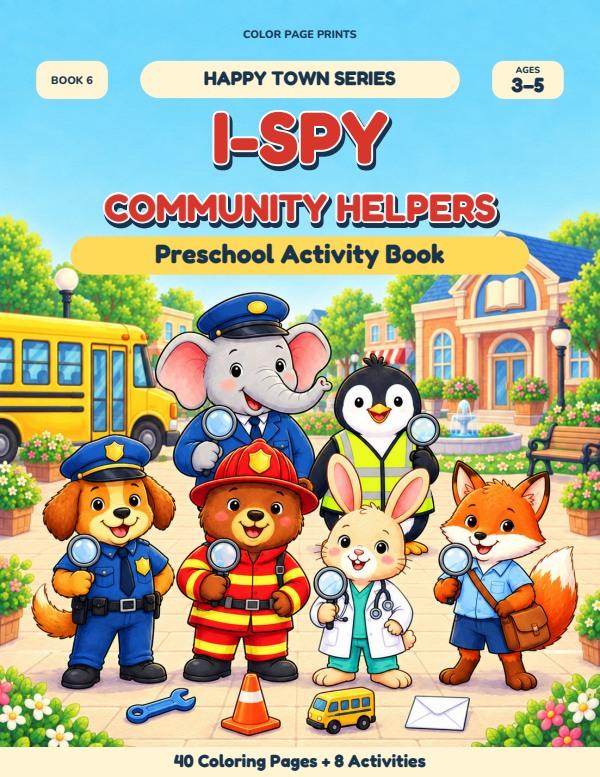 Happy Town: I-Spy Community Helpers color cover