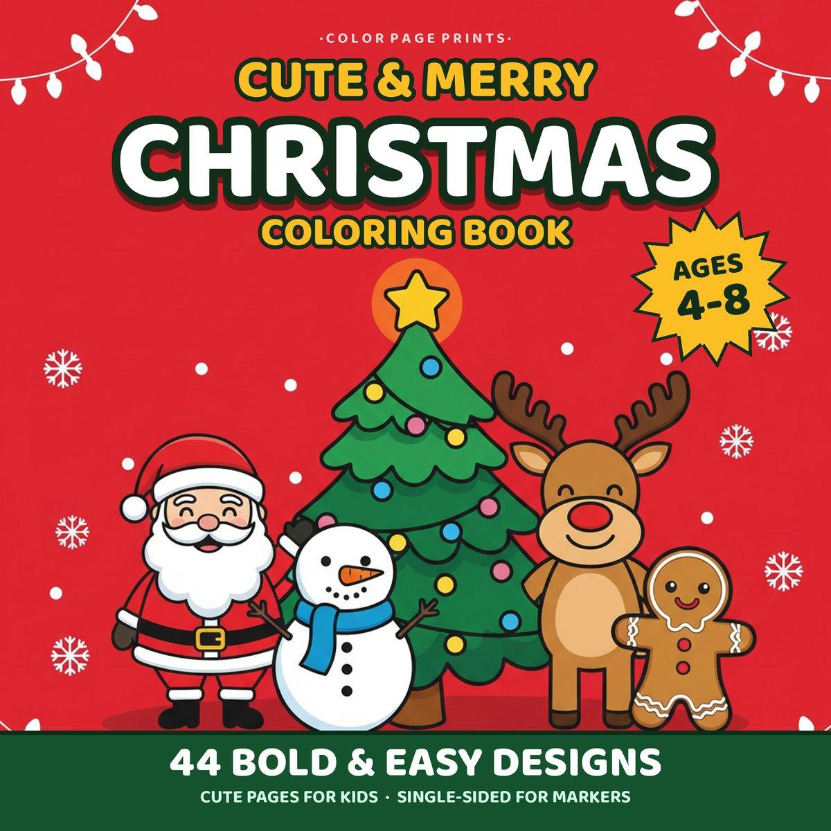 Cute & Merry Christmas Coloring Book cover