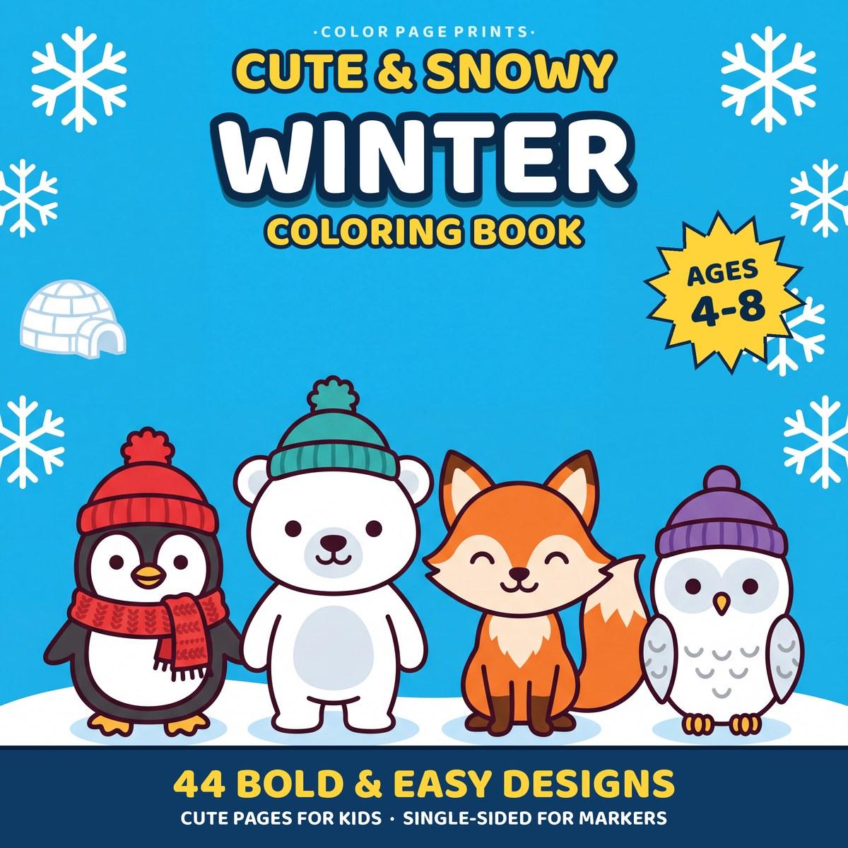 Cute & Snowy Winter Coloring Book cover
