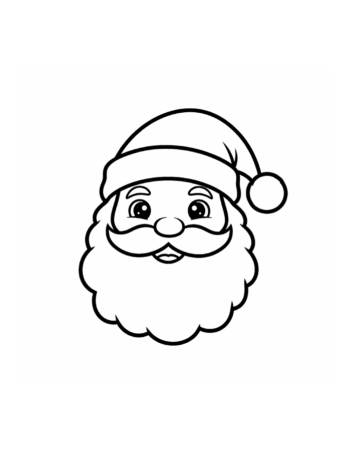 Free printable smiling Santa Claus coloring page for kids
