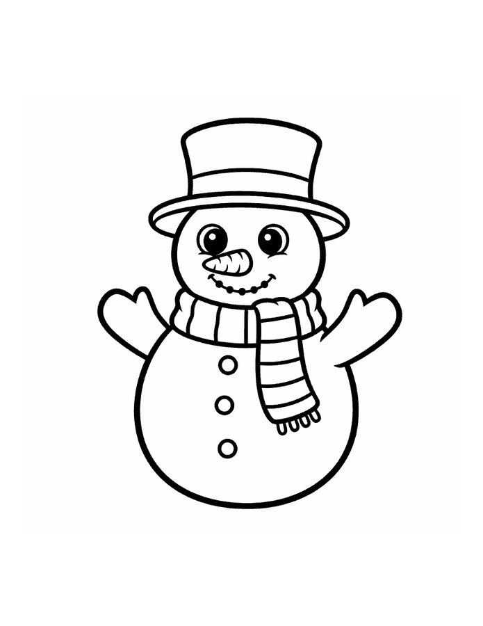 Free printable snowman with a scarf coloring page