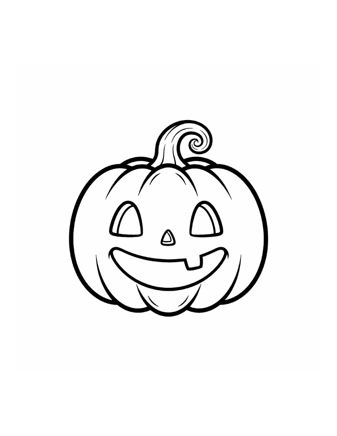 Free printable smiling jack-o'-lantern coloring page for kids