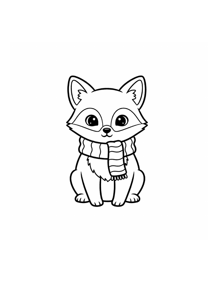 Free printable fox wearing a scarf coloring page
