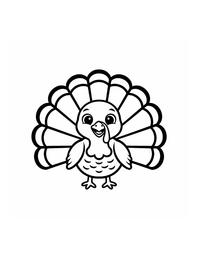 Free printable smiling turkey coloring page for kids