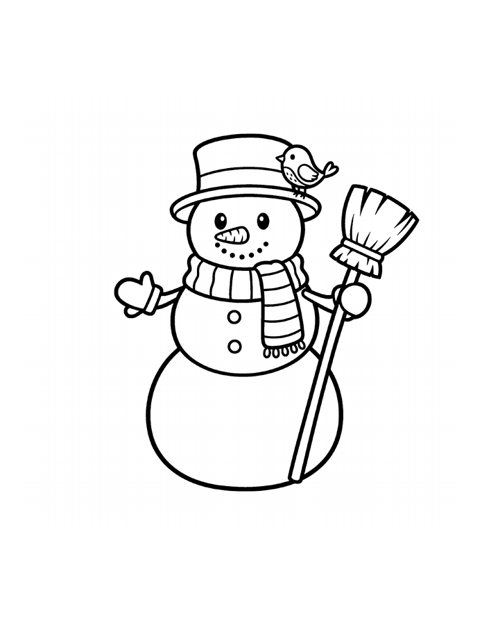 Free printable snowman winter coloring page for kids