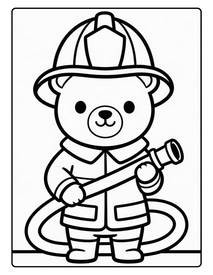 Bear Firefighter coloring character source art