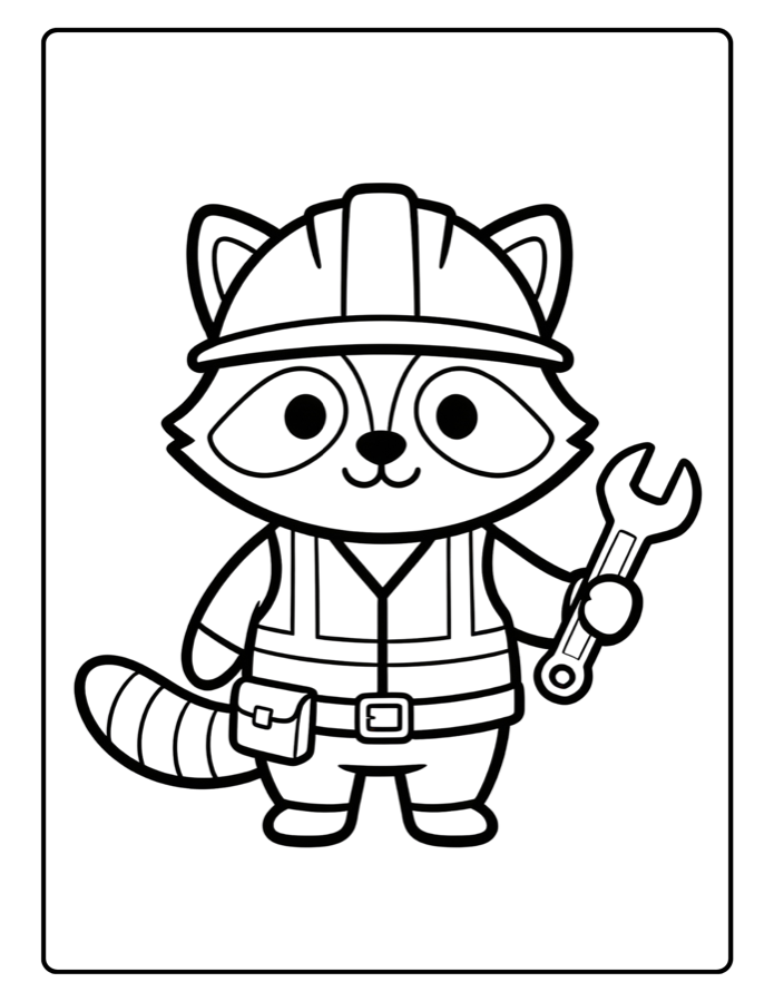 Builder Raccoon coloring character source art