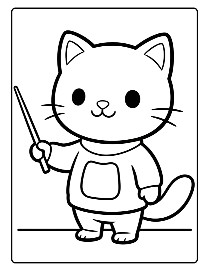 Teacher Cat coloring character source art